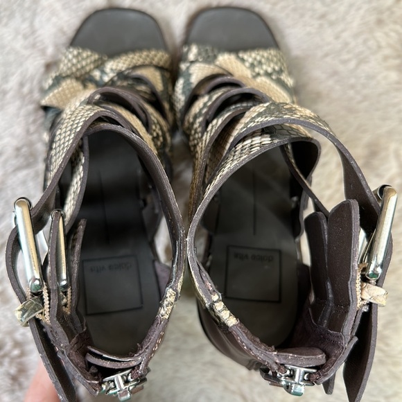 Dolce Vita | Noree Faux Snake Skin Caged Heel Peep Toe Sandals - Picture 12 of 16